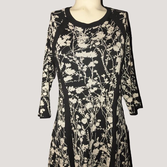 Taylor Size Large Womens Floral Print Black  White Dress Large Rayon Polyester - Picture 4 of 14